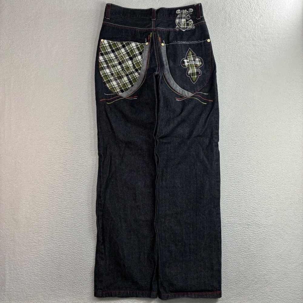 Y2K Coogi Baggy Jeans Men 32x32 Black Embroidered Pocket Embellished Vintage 90s